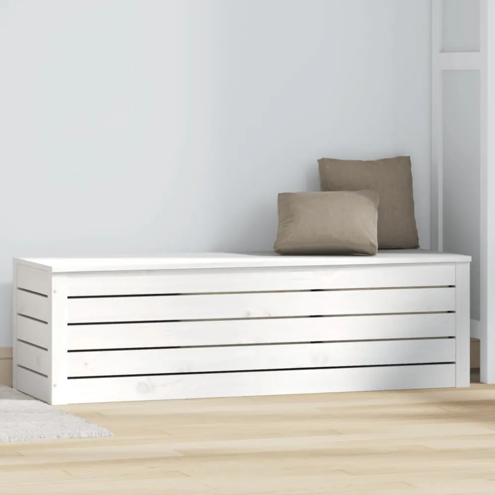 fehér tömör fenyőfa tárolóláda 109 x 36,5 x 33 cm