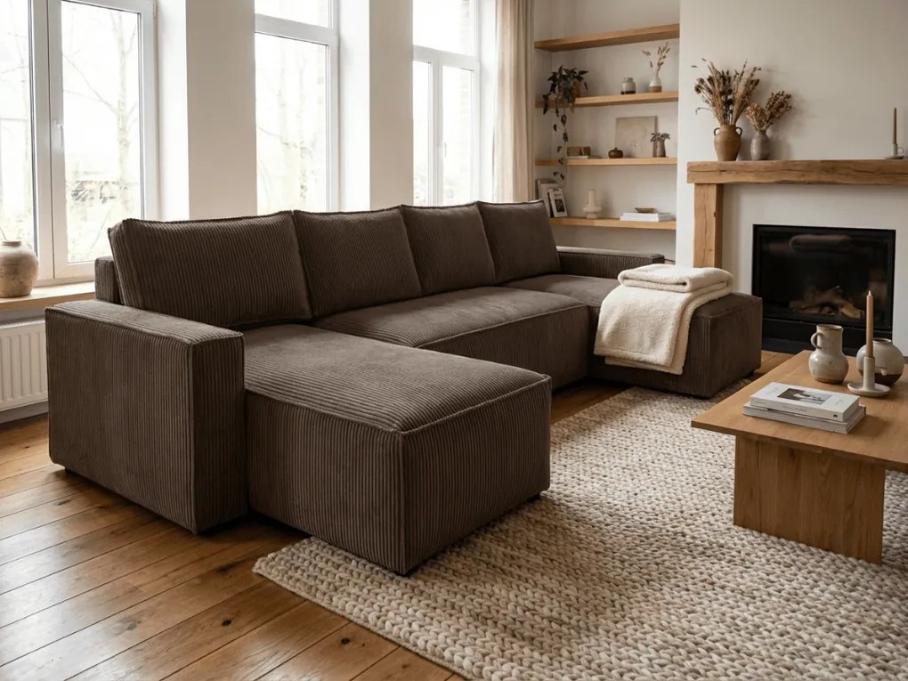 AKCIÓ Sötétbarna U alakú ülőgarnitúra SMART COSARO 295x140 cm II. osztály