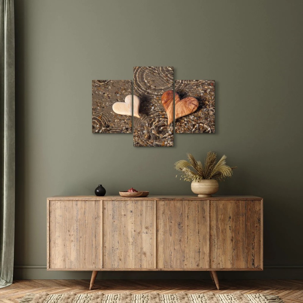 Kép - Fából készült szívek (90x60 cm)
