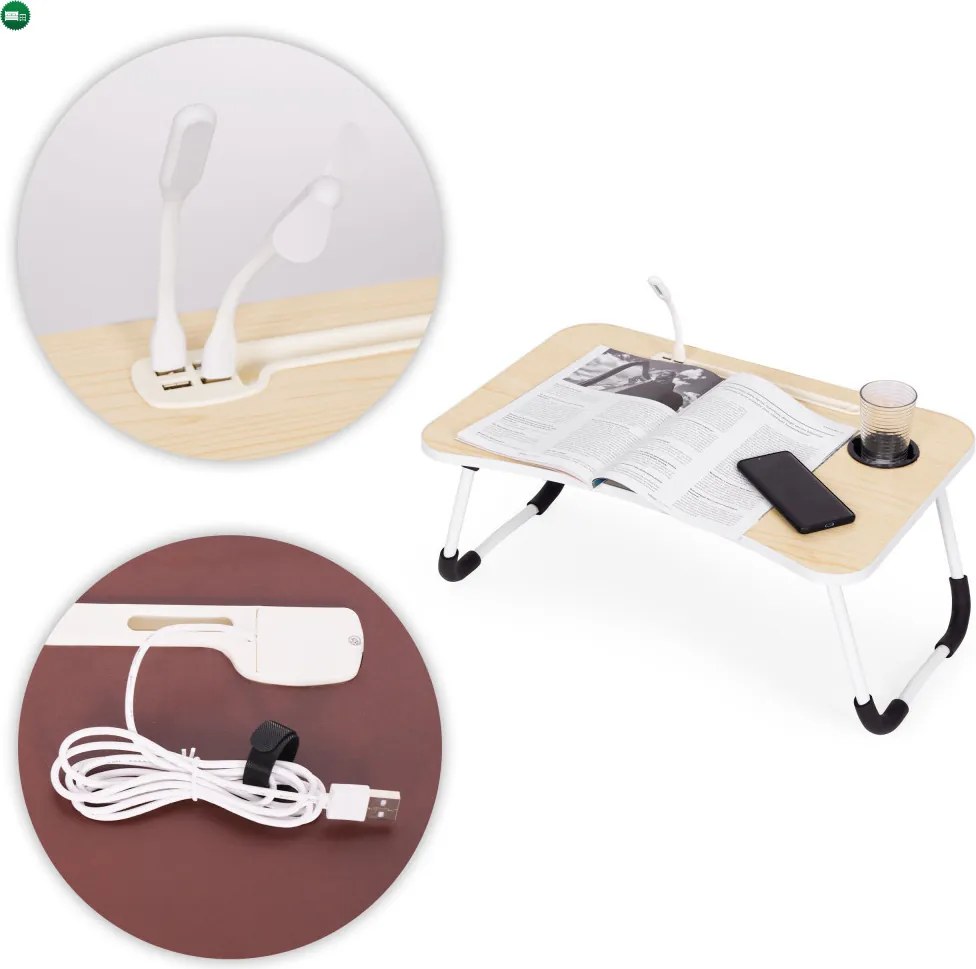 Összecsukható laptop asztal 60x40 cm USB porttal