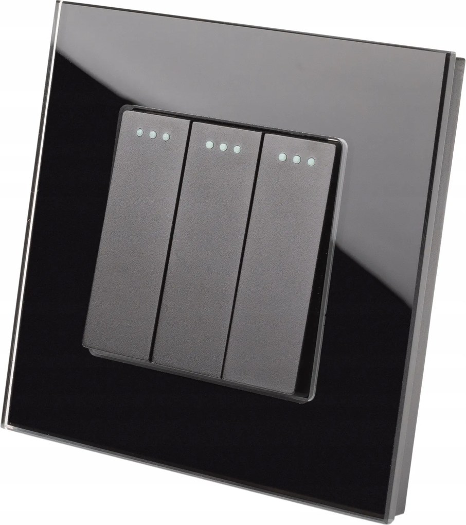 Fali lámpakapcsoló hármas fekete Luuna kerettel