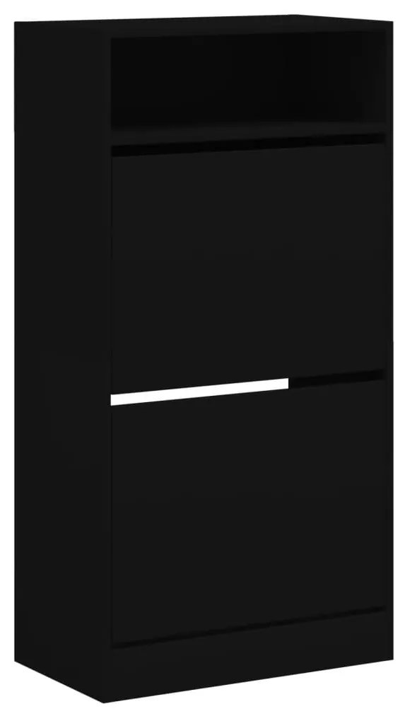 fekete szerelt fa cipőszekrény 60x34x116 cm