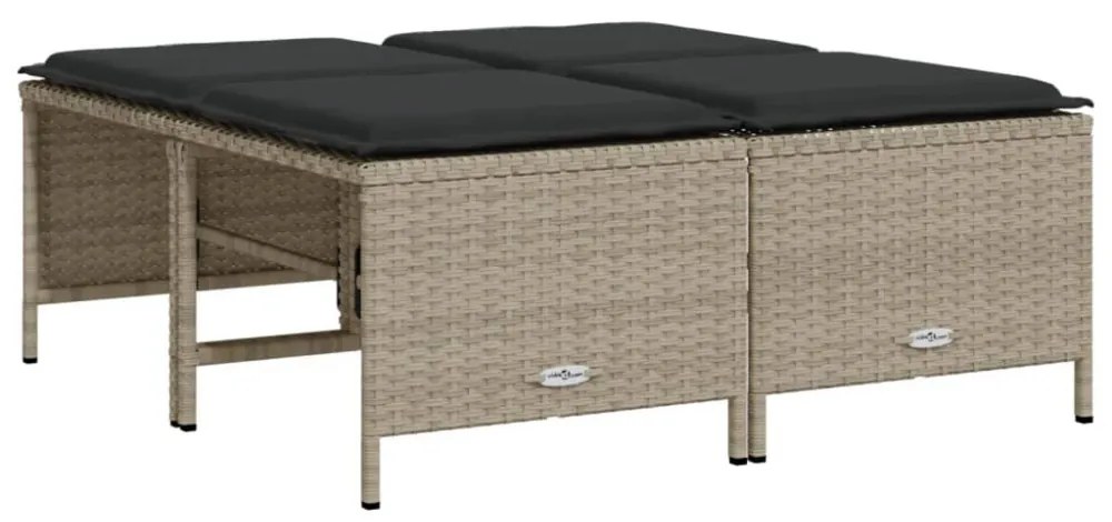4 db világosszürke polyrattan kerti szék párnákkal