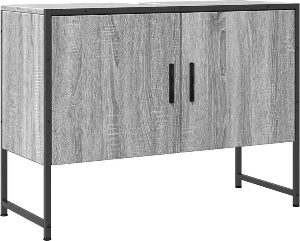 vidaXL szürke sonoma szerelt fa fürdőszobai mosdószekrény 80x33x60 cm