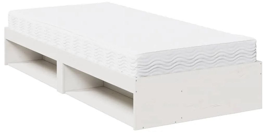 nappali ágy matraccal fehér 100x200 cm tömör fa fenyőfa