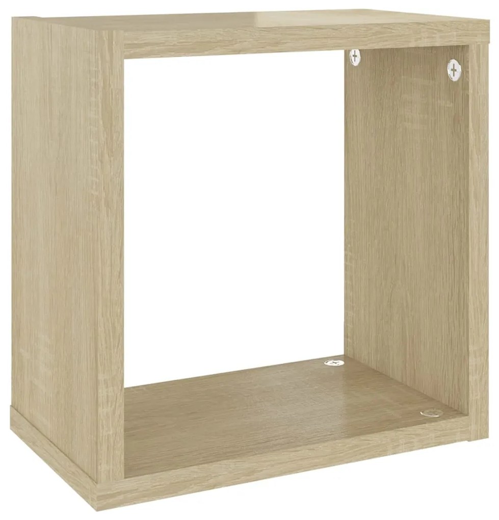 2 db sonoma-tölgyszínű forgácslap fali kockapolc 26x15x26 cm