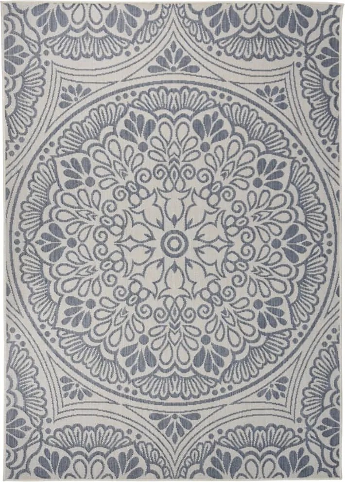 vidaXL kék mintás lapos szövésű kültéri szőnyeg 120 x 170 cm