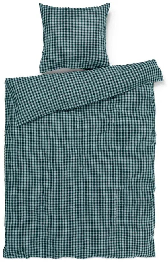 Zöld-kék egyszemélyes krepp ágyneműhuzat 140x200 cm Bæk&Bølge – JUNA