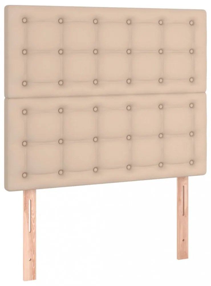 cappuccino színű műbőr ágykeret fejtámlával 100x200 cm