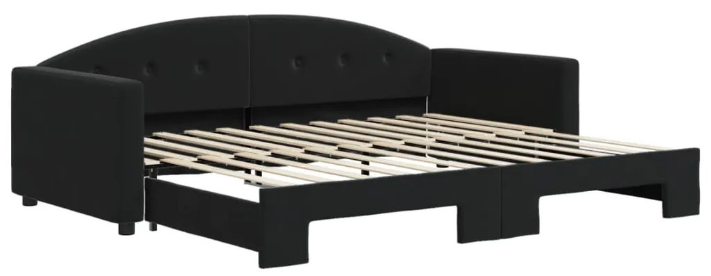fekete kihúzható bársony heverő 90x200 cm