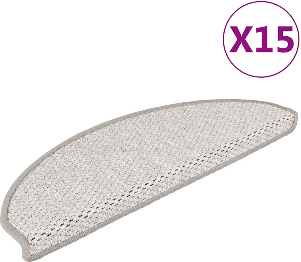 vidaXL 15 db szizál hatású platina öntapadó lépcsőszőnyeg 65x21x4 cm