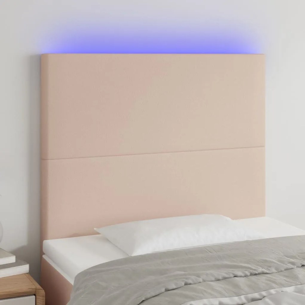 cappuccino műbőr LED-es fejtámla 90x5x118/128 cm