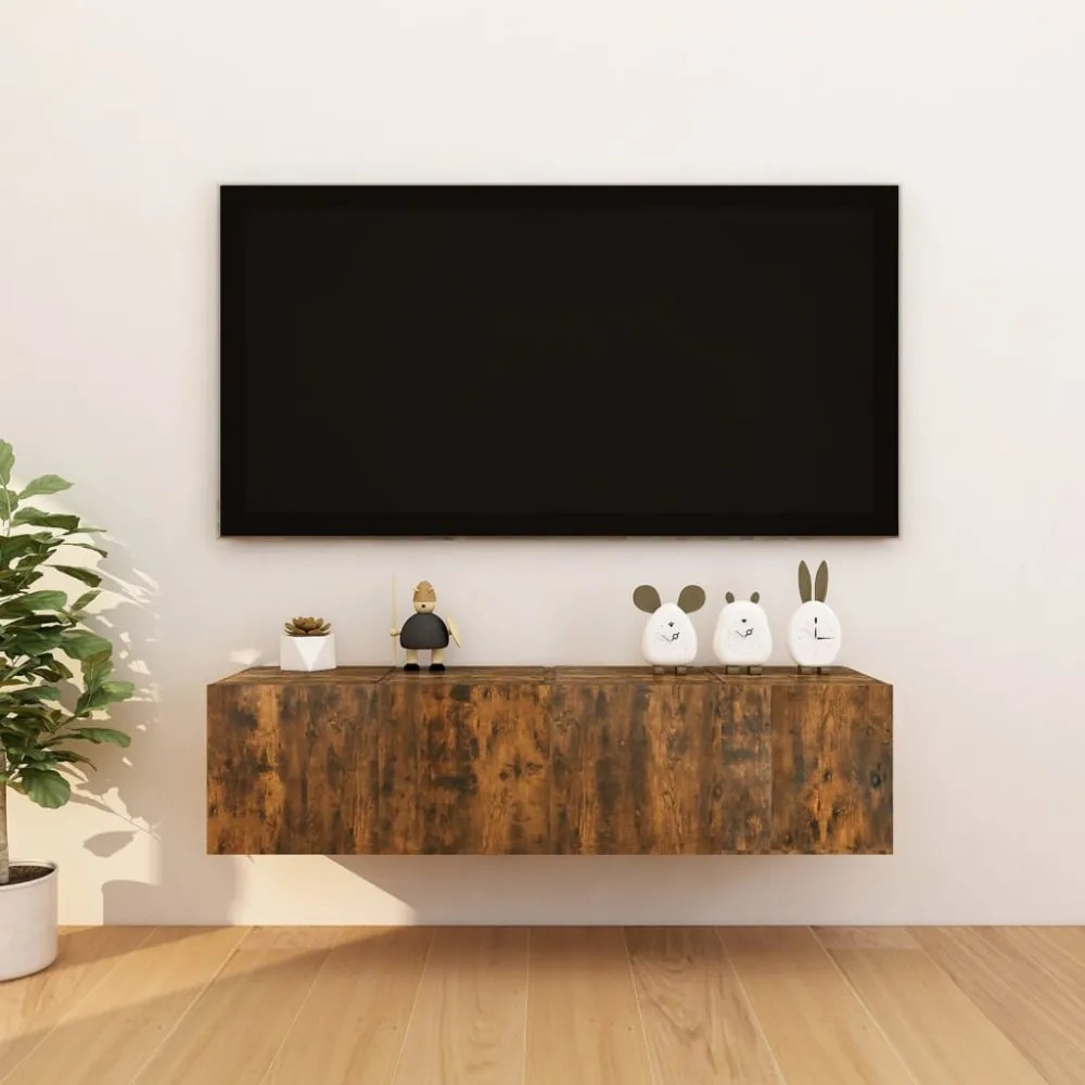 4 db füstös tölgy színű fali TV-szekrény 30,5 x 30 x 30 cm