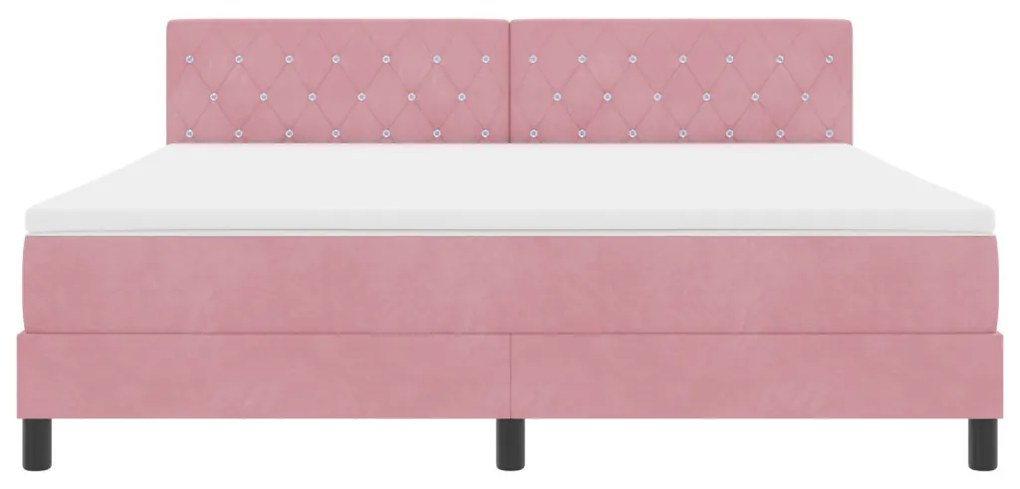 Boxspring Ágy Mattal és LED-del Rózsaszín 180x200 cm Bársonyos