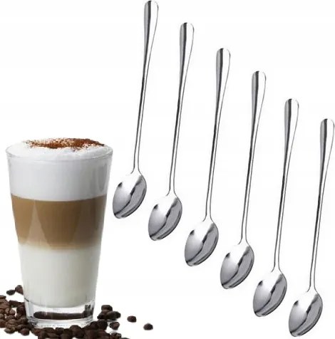 6x Teáskanál Desszert Kávé Latte Ital Desszertek Hosszú 6 Db