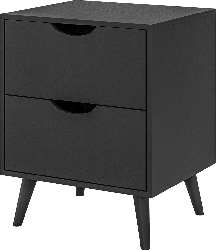 HOMCOM Éjjeliszekrény 2 Fiókkal, Skandináv Stílus, Hálószobába, Nappaliba, 40 x 35 x 50.5 cm, Fekete | Aosom