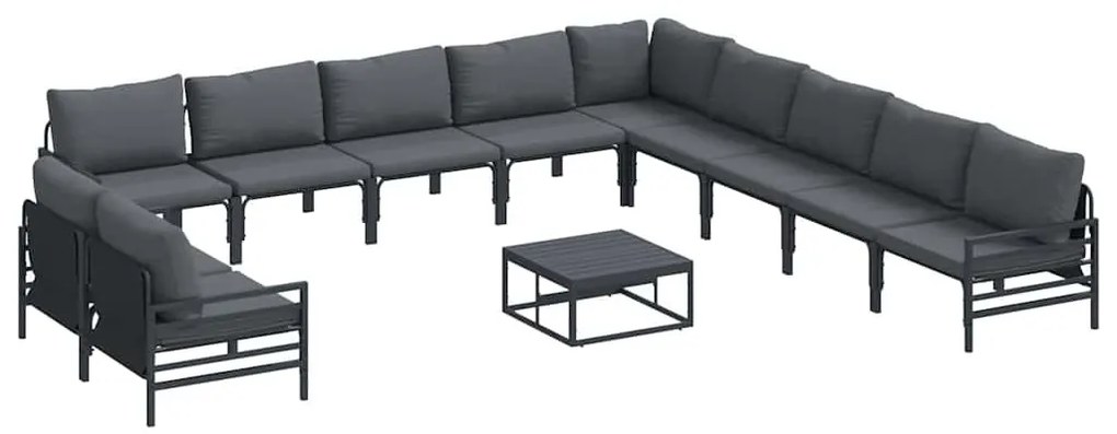 Kerti Kanapé Szett 12 pcs Antracit Acél