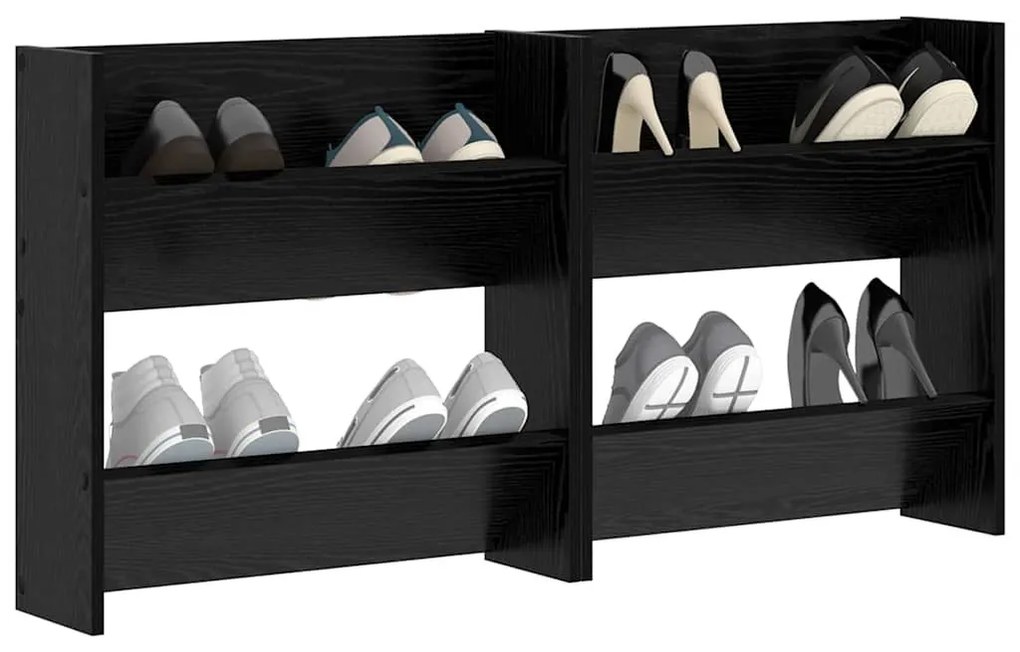 Cipőszekrény 2 pcs Fekete tölgy 60 x 18 x 60 cm Faanyag