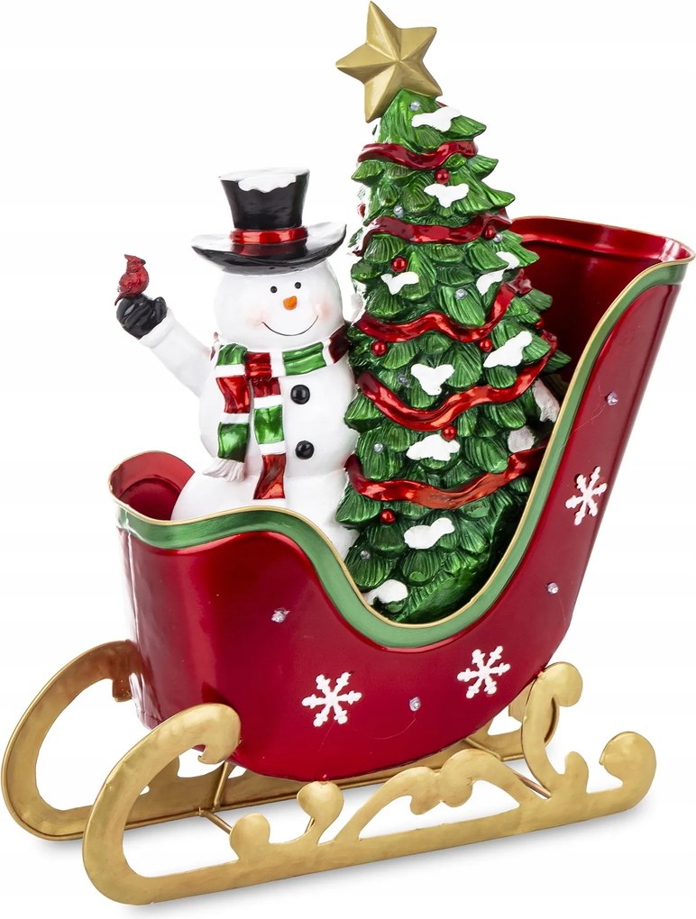 Hóember dekoráció LED-es szánon Háttérvilágítás Karácsony