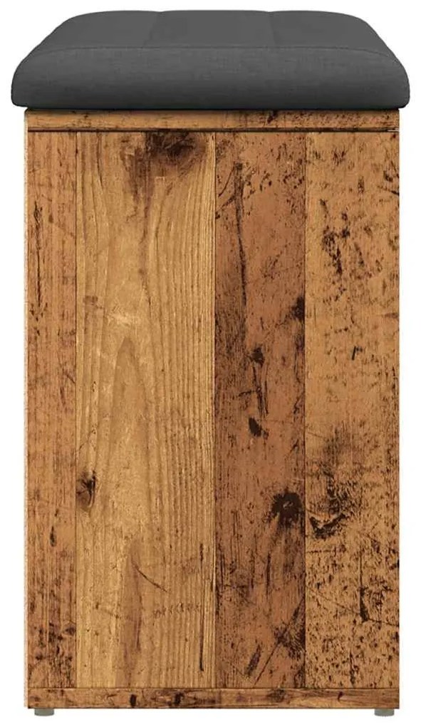 antik fa szerelt fa cipőtároló pad 82x32x50 cm
