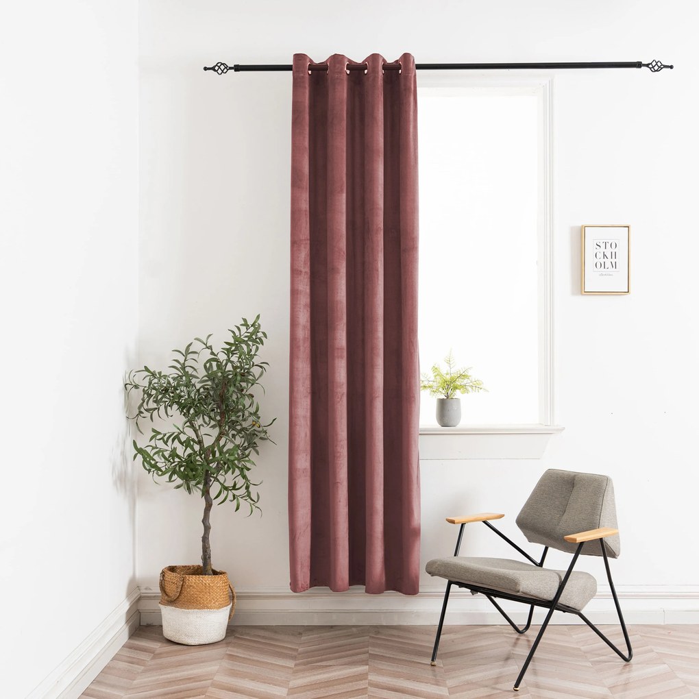Sötétítő függöny ELVIO VELVET 140x250 cm, óarany rózsaszín Felfüggesztés: Fém gyűrűk