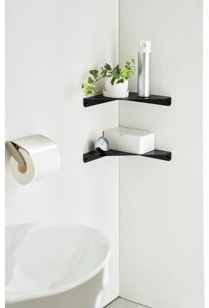 Fekete fém fali sarokpolc 22 cm Tower – YAMAZAKI