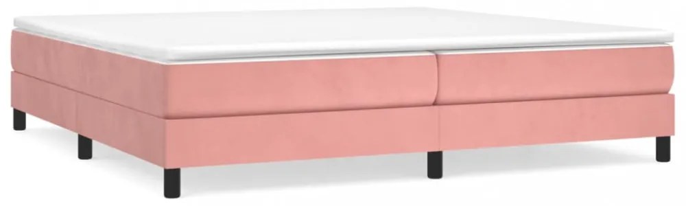 rózsaszín bársony rugós ágykeret 200x200 cm