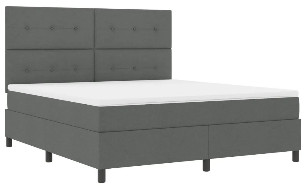 Boxspring ágy matraccal sötét szürke szuper király szövet