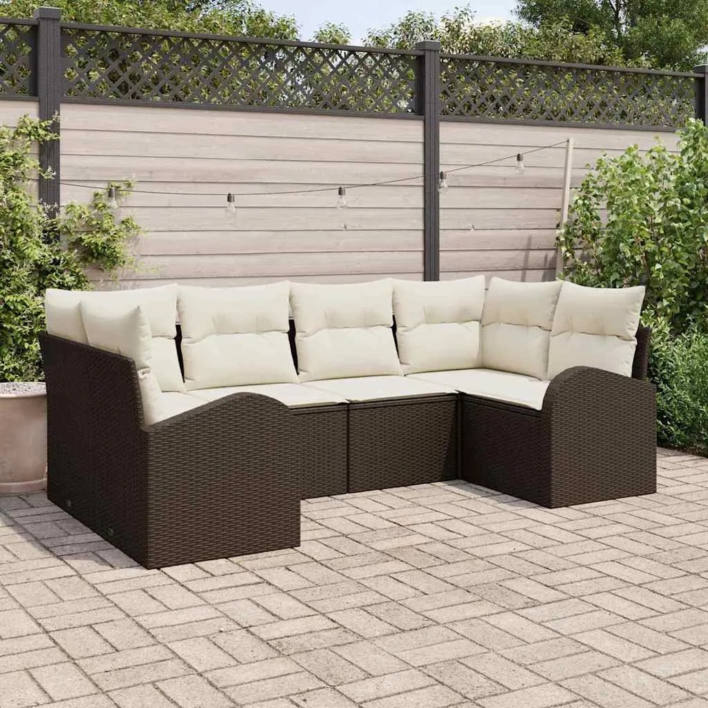 vidaXL Kerti Kanapé Szett párnával 6 pcs Barna Poly Rattan