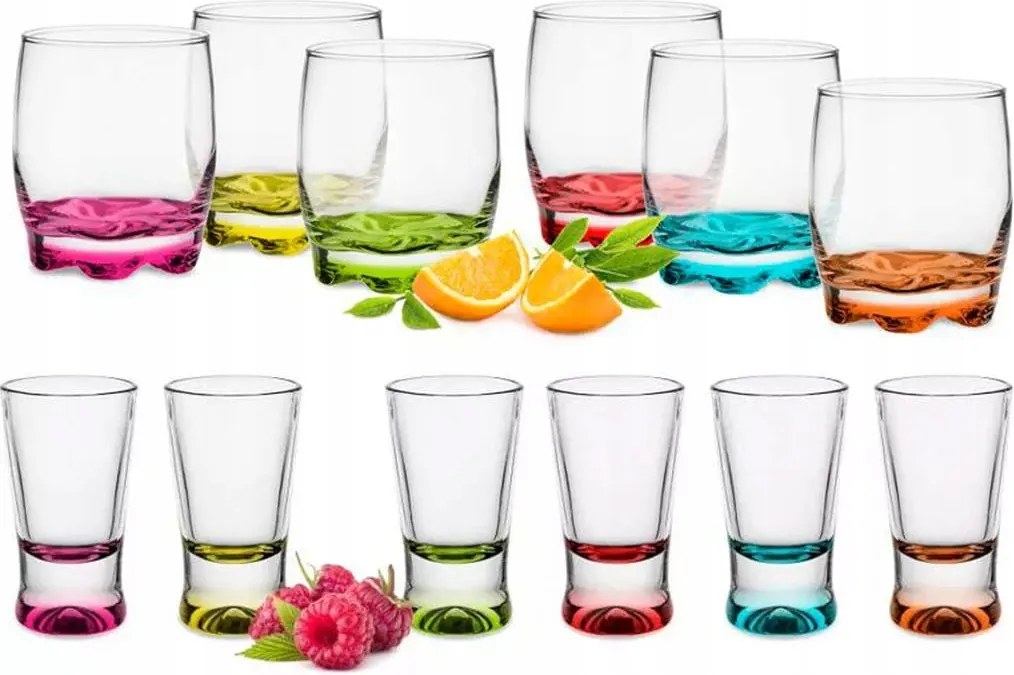 6 db 250 ml-es pohár és 6 db 25 ml-es színes pohár szett