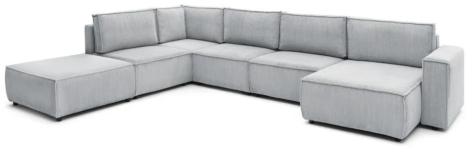 Világosszürke kordbársony sarokkanapé (bal oldali-"U" alakú) Nihad modular – Bobochic Paris
