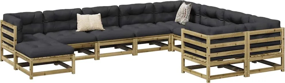 vidaXL 10 részes impregnált fenyőfa kerti kanapészett