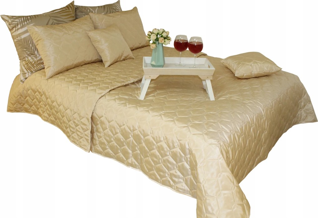 Ágytakaró Seda 145X210 krém arany steppelt Pl