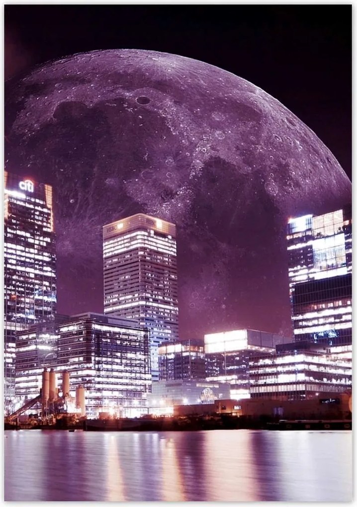 Poszterek 70x100 Lila város éjszaka