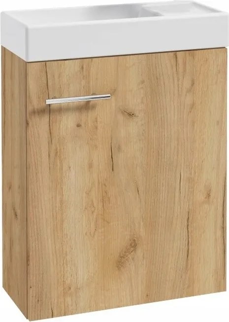 Függő fürdőszoba szekrény mosdóval tölgy craft 50 x 70cm modern