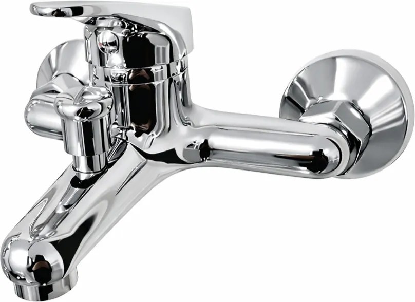 EuroStandard ECOLINE kádtöltő csaptelep - zuhanyszettel - fix falitartóval - KRÓM