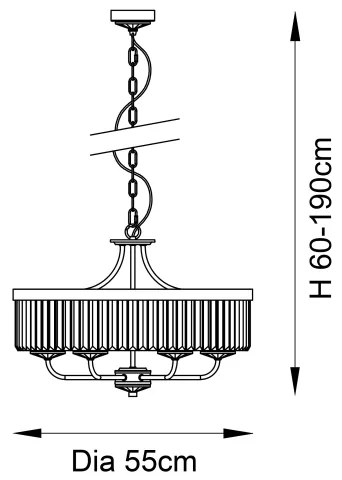 Endon 100711 - CHESTERFIELD láncra függesztett csillár 6xE14/6W/230V, Ø 55 cm, fekete
