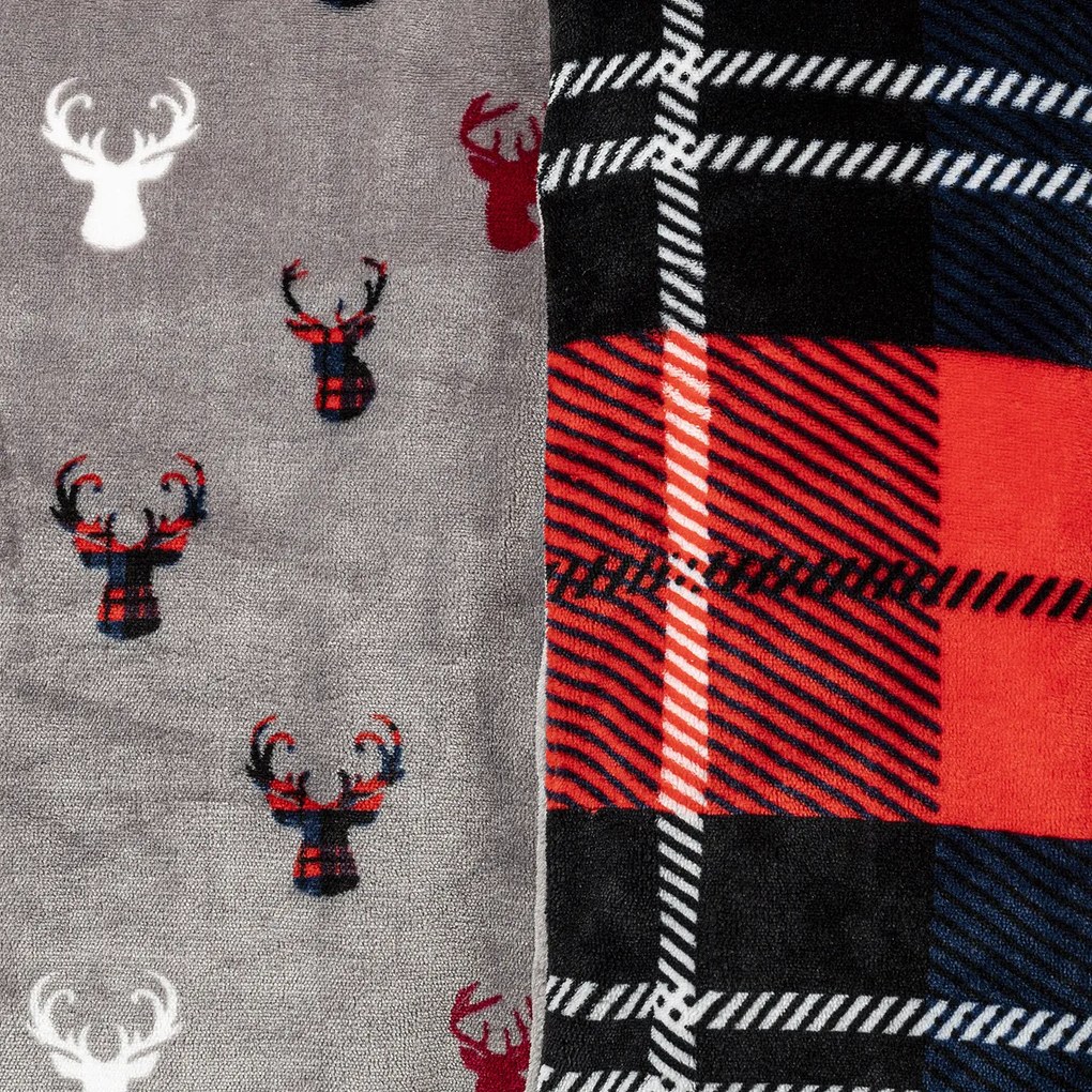 4Home Kocka mikroflanel ágyneműhuzat piros, 140 x 220 cm, 70 x 90 cm, 140 x 220 cm, 70 x 90 cm