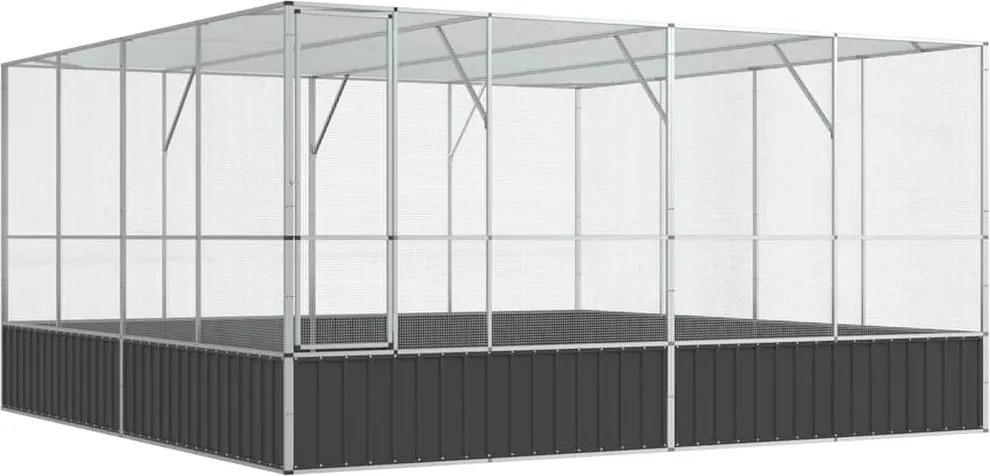 vidaXL ezüstszínű acél madárház 418 x 414 x 212 cm