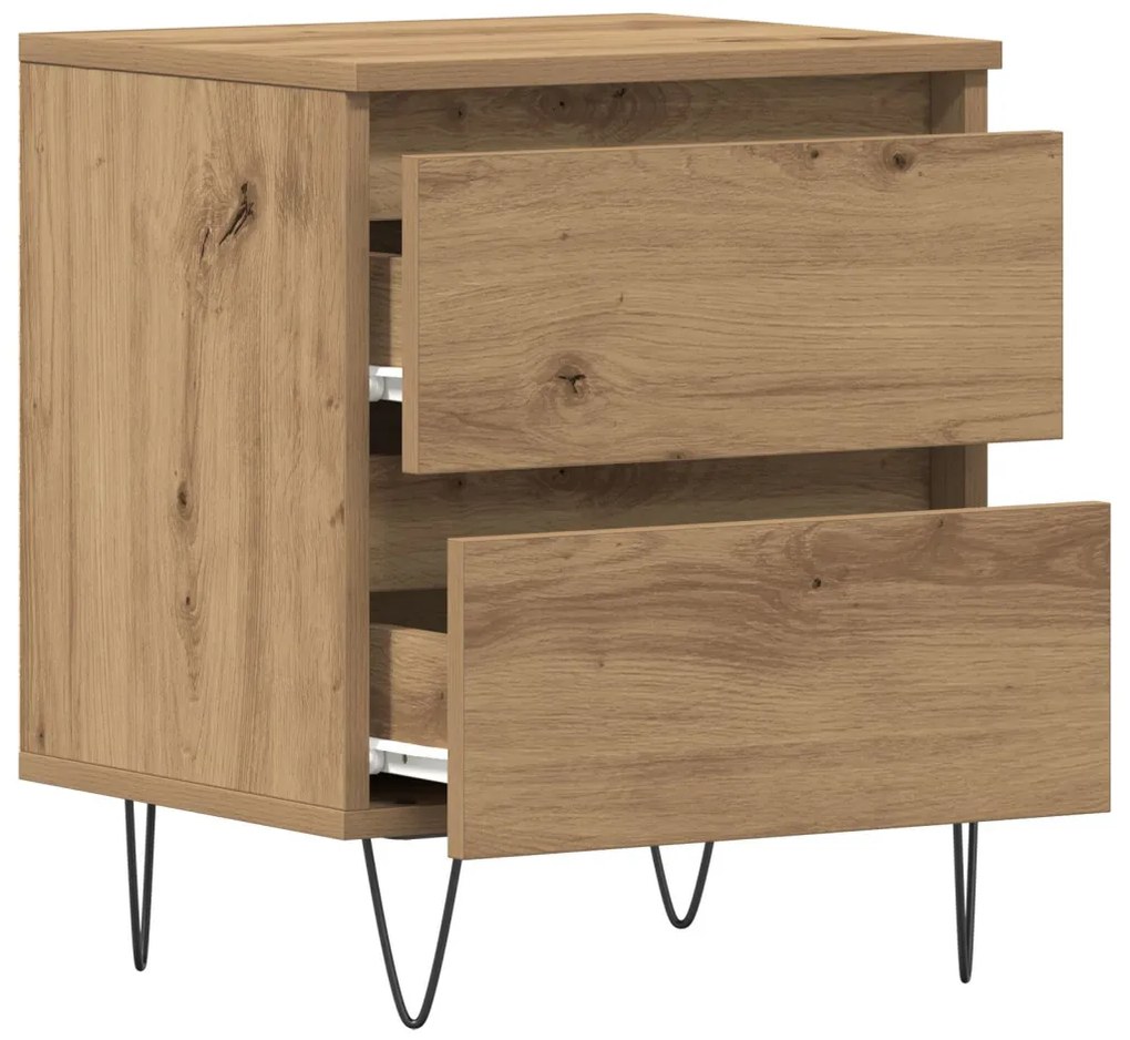 vidaXL Éjjeliszekrény 2 pcs kézműves tölgy 40 x 35 x 50 cm Faanyag