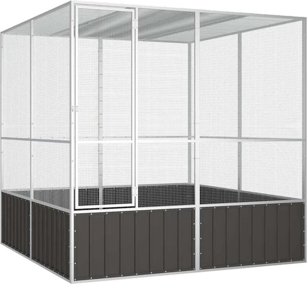 vidaXL antracitszürke horganyzott acél madárketrec 213,5x217,5x211,5cm