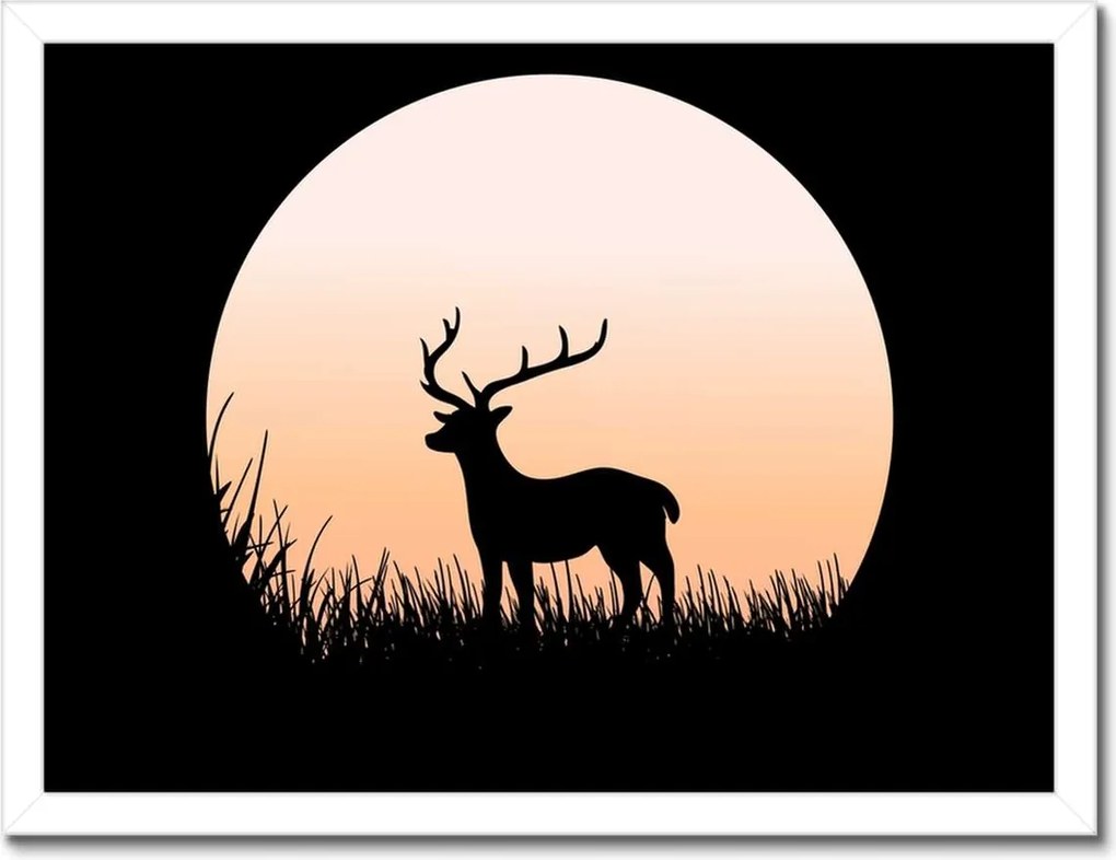 Poszterek keretben 40x30 Szarvas sziluett éjszaka