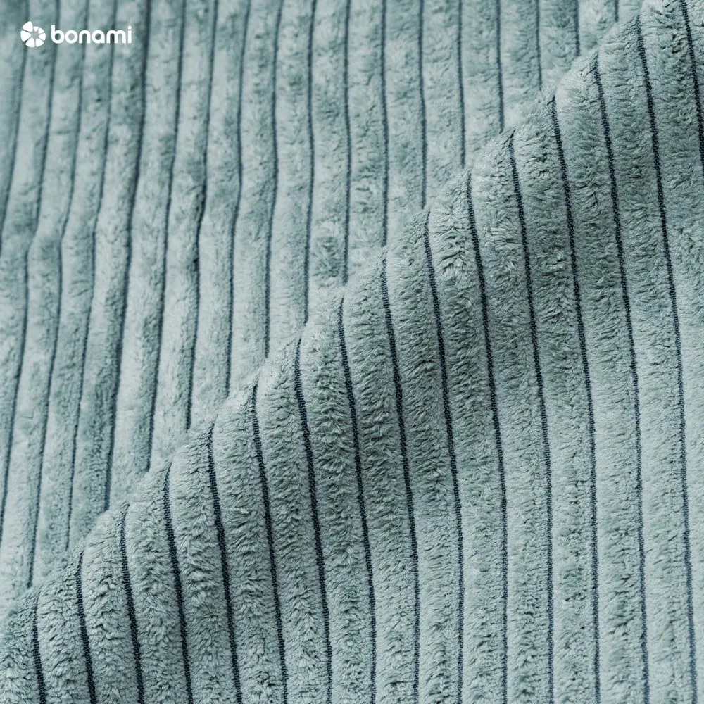 Mentazöld kordbársony kinyitható-tárolóhelyes (U alakú) sarokkanapé Nihad – Bobochic Paris