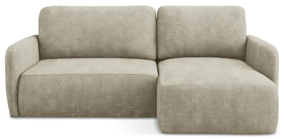 Bézs zsenília kinyitható-tárolóhelyes sarokkanapé (jobb oldali-heverő résszel) Lilo – Makamii