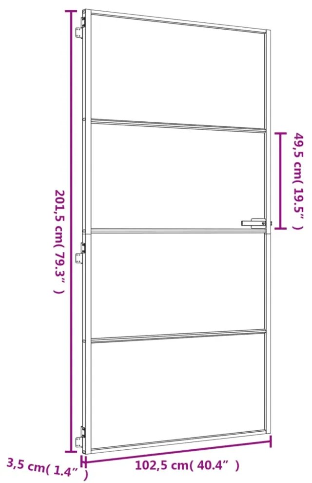 arany edzett üveg és alumínium beltéri ajtó 102,5x201,5 cm