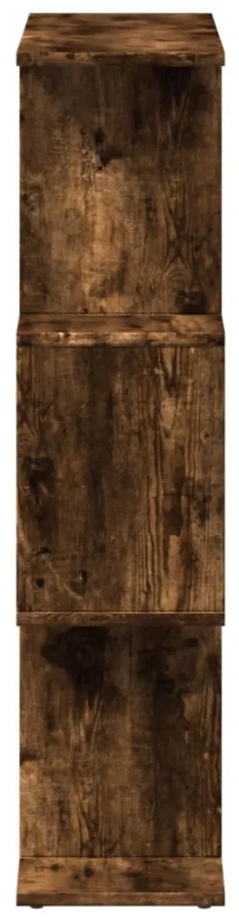 3 szintes füstös tölgy fa elválasztó könyvespolc 70x24x97 cm