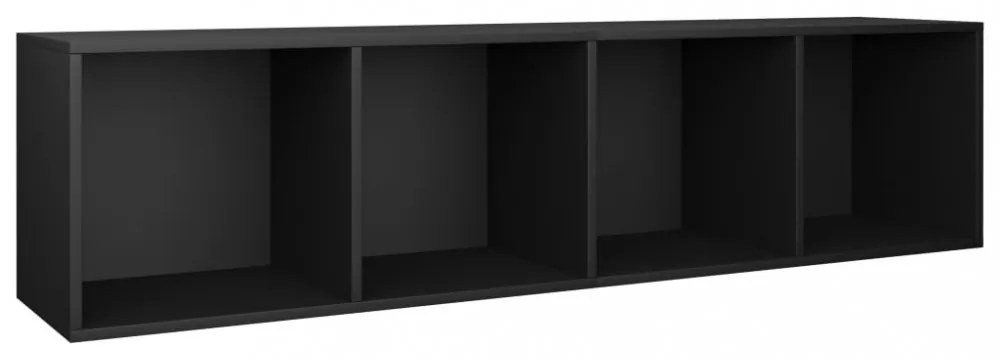 fekete szerelt fa könyv-/TV-szekrény 36 x 30 x 143 cm