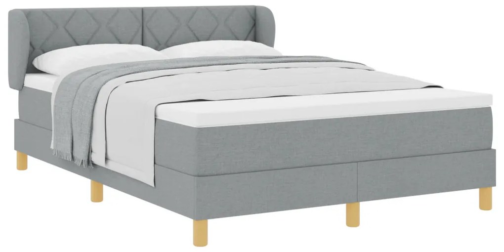 Boxspring Ágy Matrac Könnyű Szürke 160x200 cm Szövet
