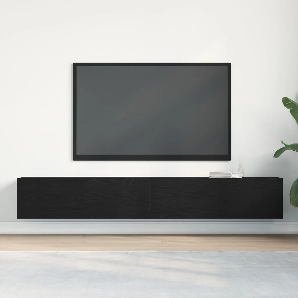 TV szekrénykék 2 db Fekete tölgy 100x30x30 cm Műanyag