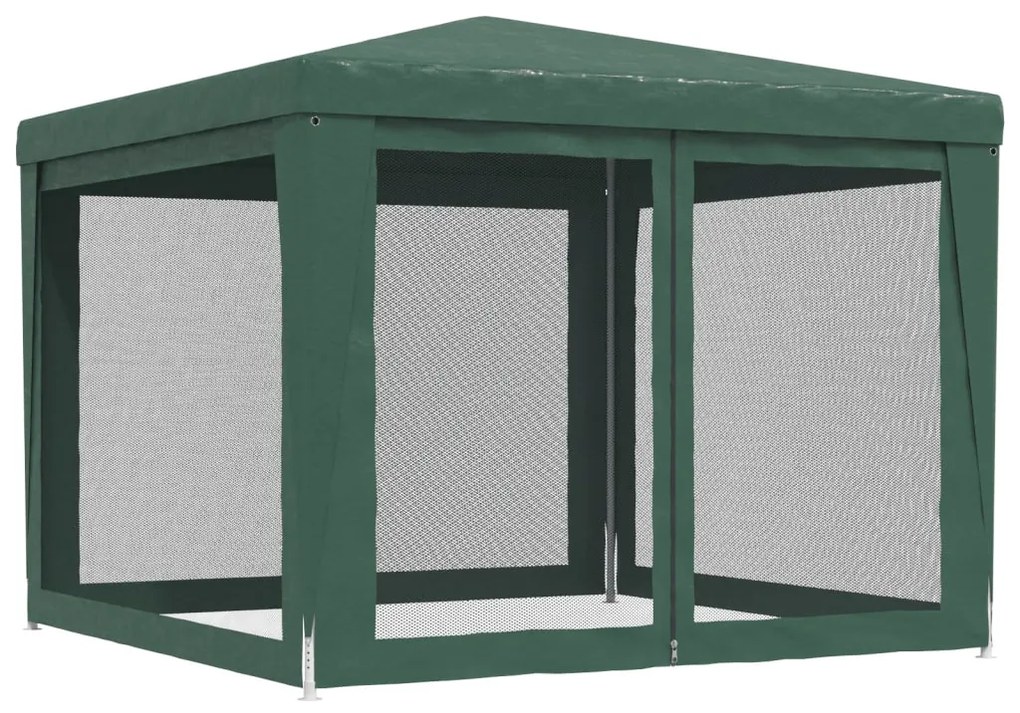 zöld HDPE rendezvénysátor 4 hálós oldalfallal 3x3 m